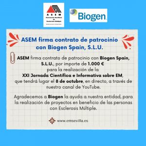 ASEM firma contrato patrocinio con Biogen